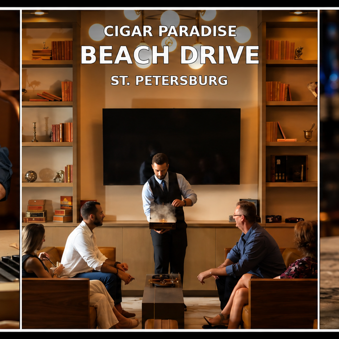 Cigar Paradise locations: Cuban Paradise Cigar & Café, Cigar Paradise Royal Lounge, and Clearwater Beach Cigar Lounge.