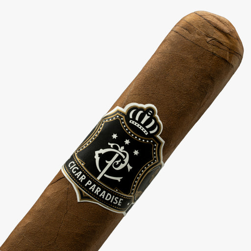 Cigar Paradise Habano Toro Box Pressed 54x6.5 house blend cigar close-up showing Habano wrapper, rectangular box-pressed shape, and cigar band