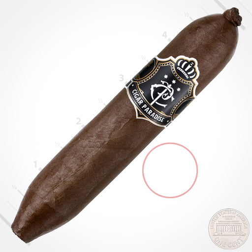 Cigar Paradise Maduro Bullet 60x4.5 house blend cigar with figurado shape and pigtail cap
