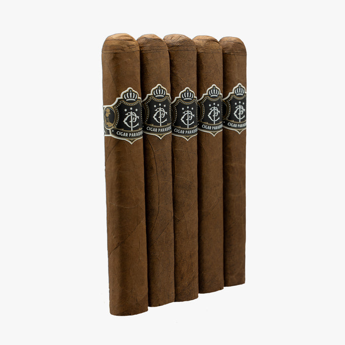 Cigar Paradise Toro Habano Box Pressed 54x6.5 five-pack presentation featuring five premium cigars with Habano wrappers and signature Cigar Paradise bands.