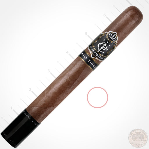 Cigar Paradise Family Tribute Rare Corojo Churchill 48x7 house blend cigar with Rare Corojo wrapper.