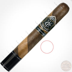 Cigar Paradise Adventure Double Wrapper Sweet Tip Big Daddy 60×6.5 house blend cigar featuring Habano Maduro and Connecticut barber pole wrappers and Cigar Paradise band.
