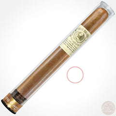 Cigar Paradise Sabores Toro Cognac 54x6 cigar displayed inside a clear protective cigar tube with Toro Cognac label.
