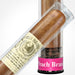 Cigar Paradise Sabores Toro Peach Brandy 54x6 close-up inside a clear cigar tube, showing the tobacco wrapper, cigar band and Toro Peach Brandy label.