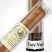 Cigar Paradise Sabores Toro Vanilla Bourbon 54x6 close-up inside a clear cigar tube, showing the tobacco wrapper, cigar band and Toro Vanilla Bourbon label.